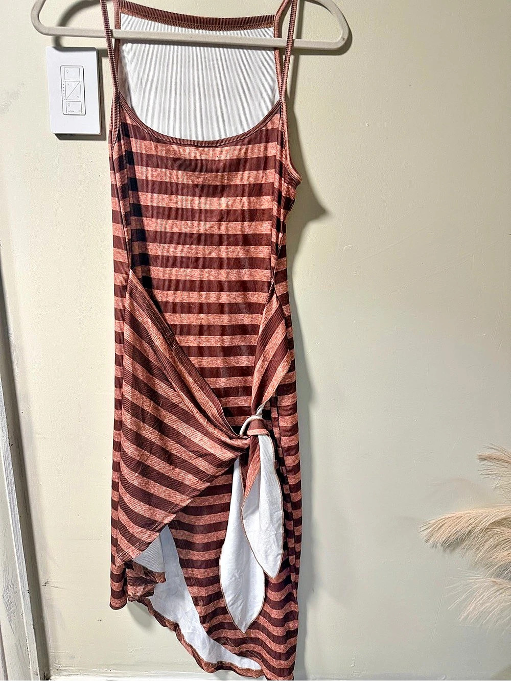 SHEIN Striped Asymmetrical Dress in Brown & Pink XL Like New